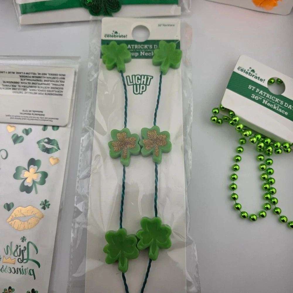 St Patrick's Day Accessory Bundle Headbands Necklaces Tattoos‎ Hair Clips